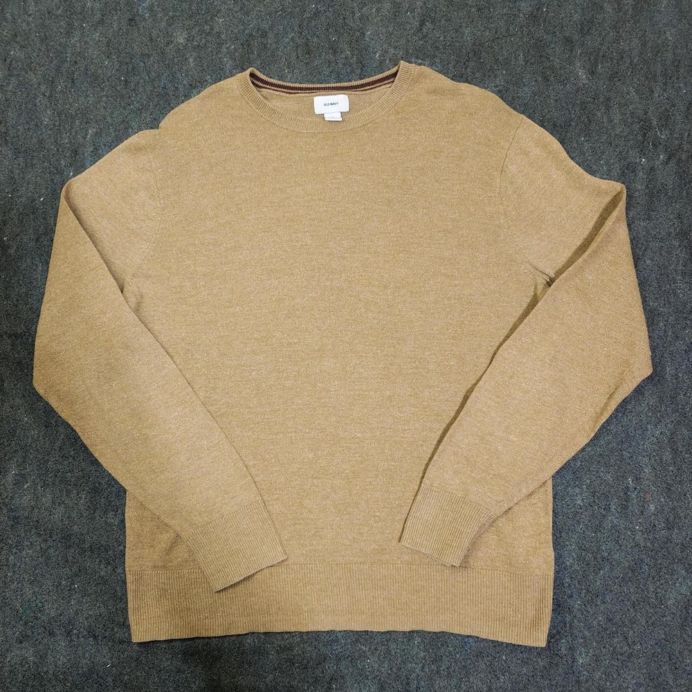 Old Navy Mens M Camel Tan Heather Fine Knit Crewneck Sweater Pullover